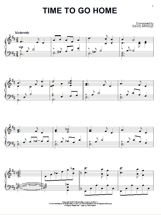 David Arnold Time To Go Home sheet music notes and chords arranged for Piano Solo