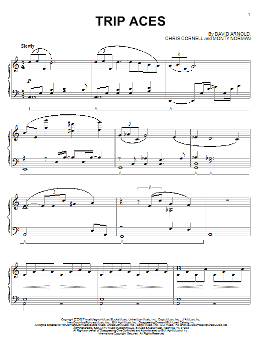 David Arnold Trip Aces sheet music notes and chords arranged for Piano Solo