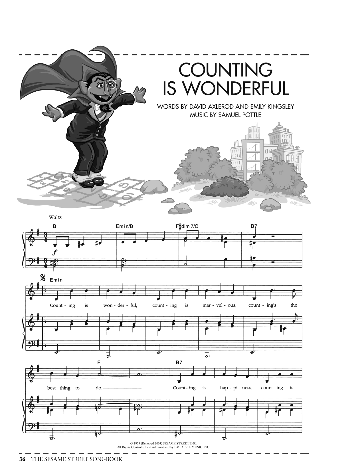 David Axlerod Counting Is Wonderful (from Sesame Street) sheet music notes and chords arranged for Piano, Vocal & Guitar Chords (Right-Hand Melody)