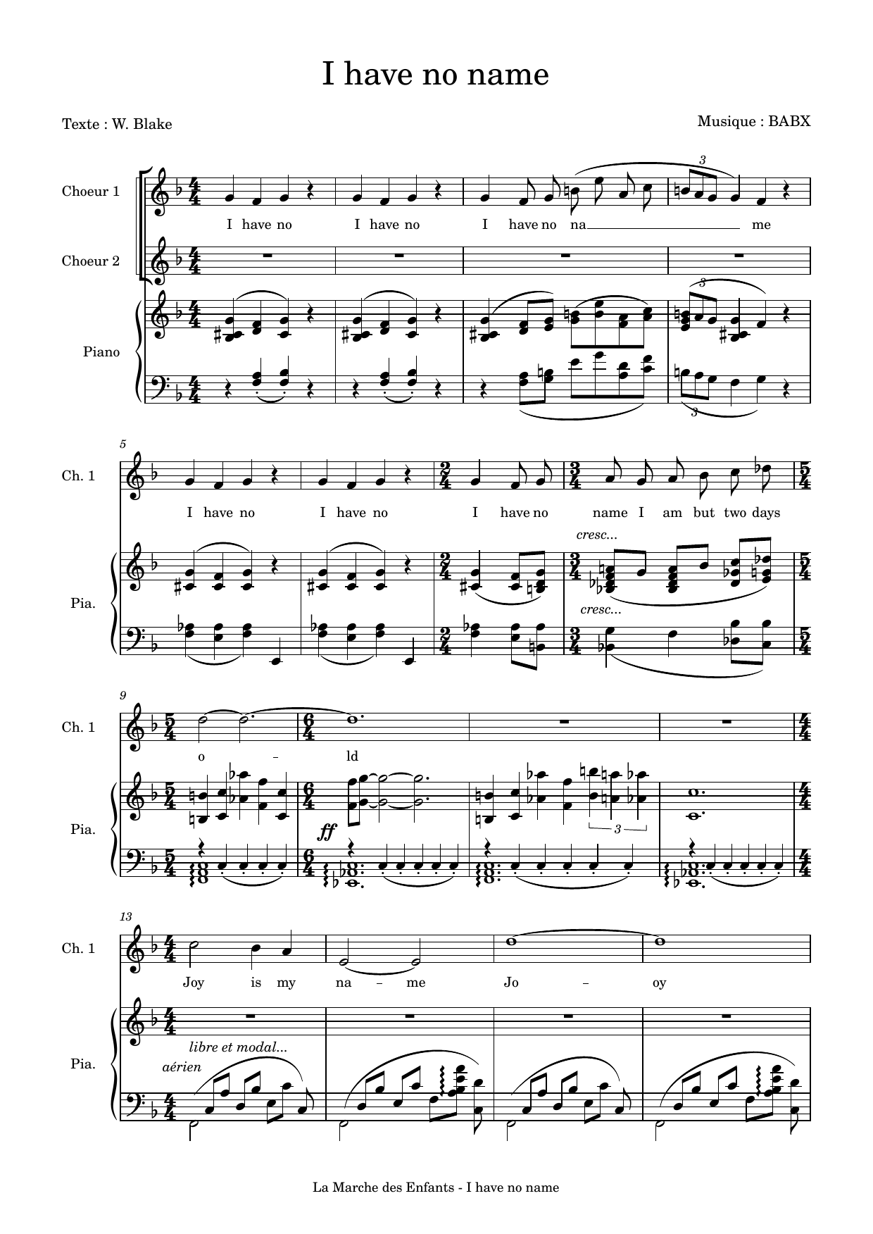 David Babin (Babx) I have no name sheet music notes and chords arranged for Choir
