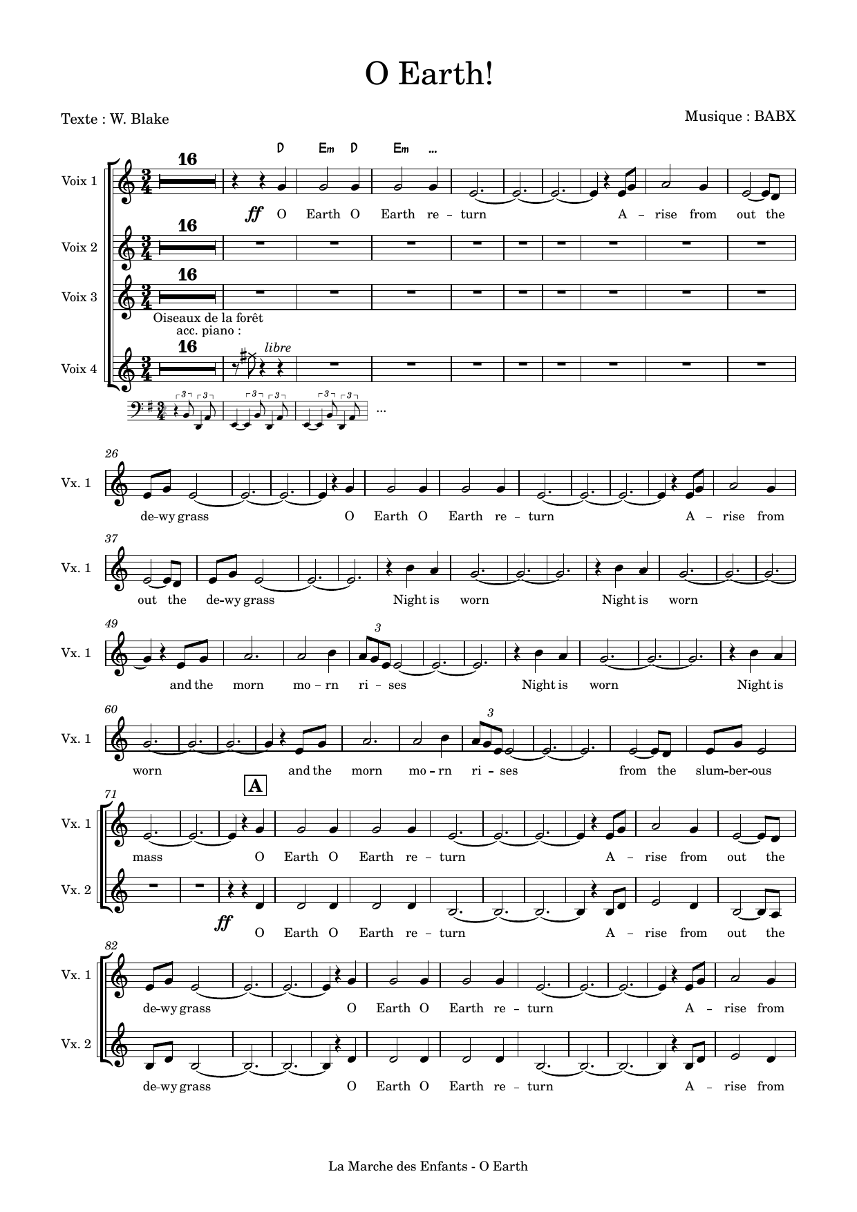 David Babin (Babx) O Earth! sheet music notes and chords arranged for Choir