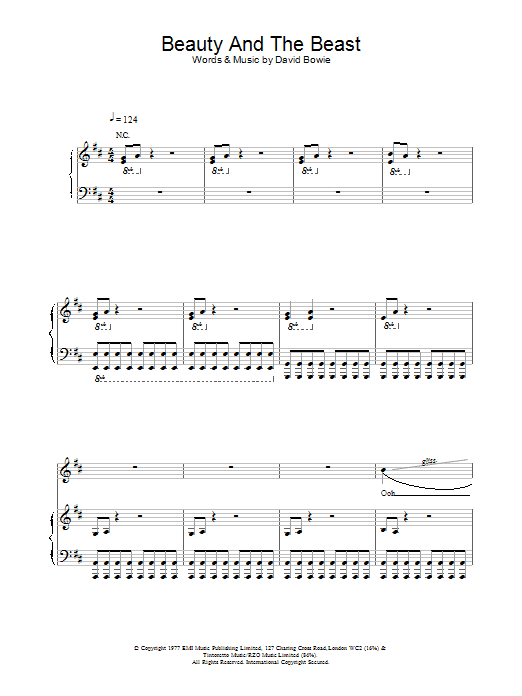 David Bowie Beauty And The Beast sheet music notes and chords arranged for Lead Sheet / Fake Book