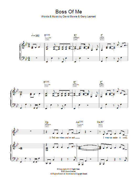 David Bowie Boss Of Me sheet music notes and chords arranged for Piano, Vocal & Guitar Chords