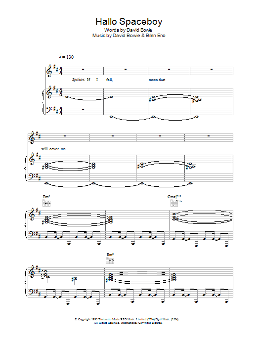 David Bowie Hallo Spaceboy sheet music notes and chords arranged for Guitar Chords/Lyrics