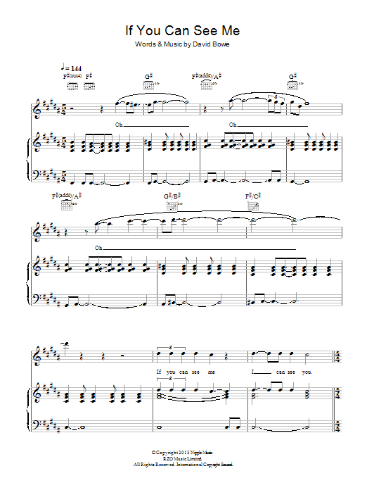 David Bowie If You Can See Me sheet music notes and chords arranged for Piano, Vocal & Guitar Chords