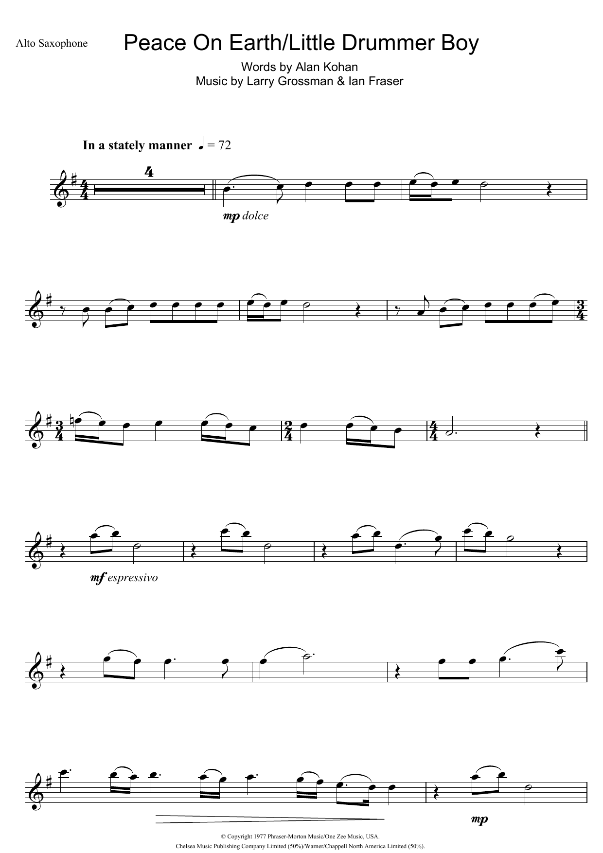 David Bowie Peace On Earth sheet music notes and chords arranged for Clarinet Solo