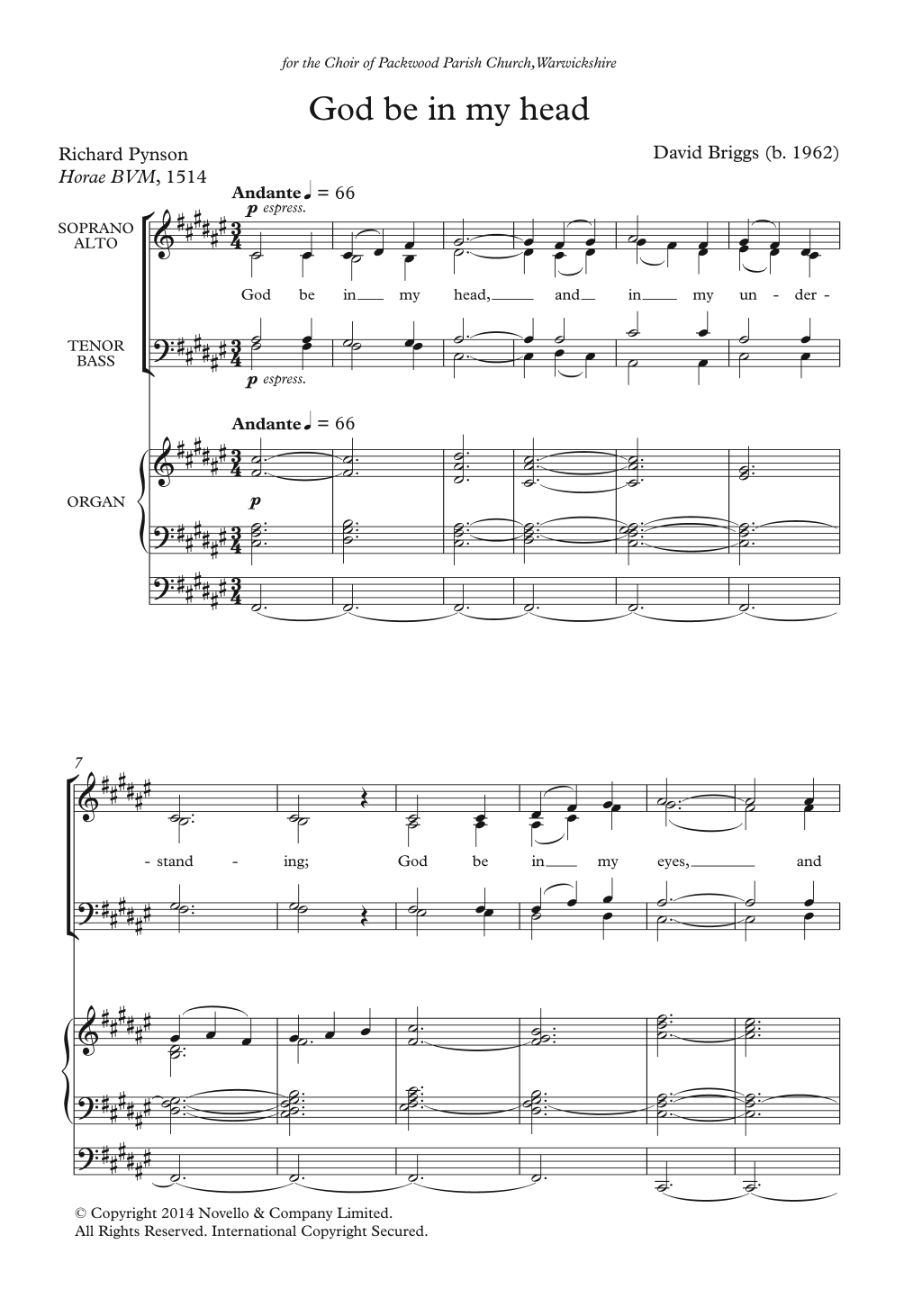 David Briggs God Be In My Head sheet music notes and chords arranged for Choir