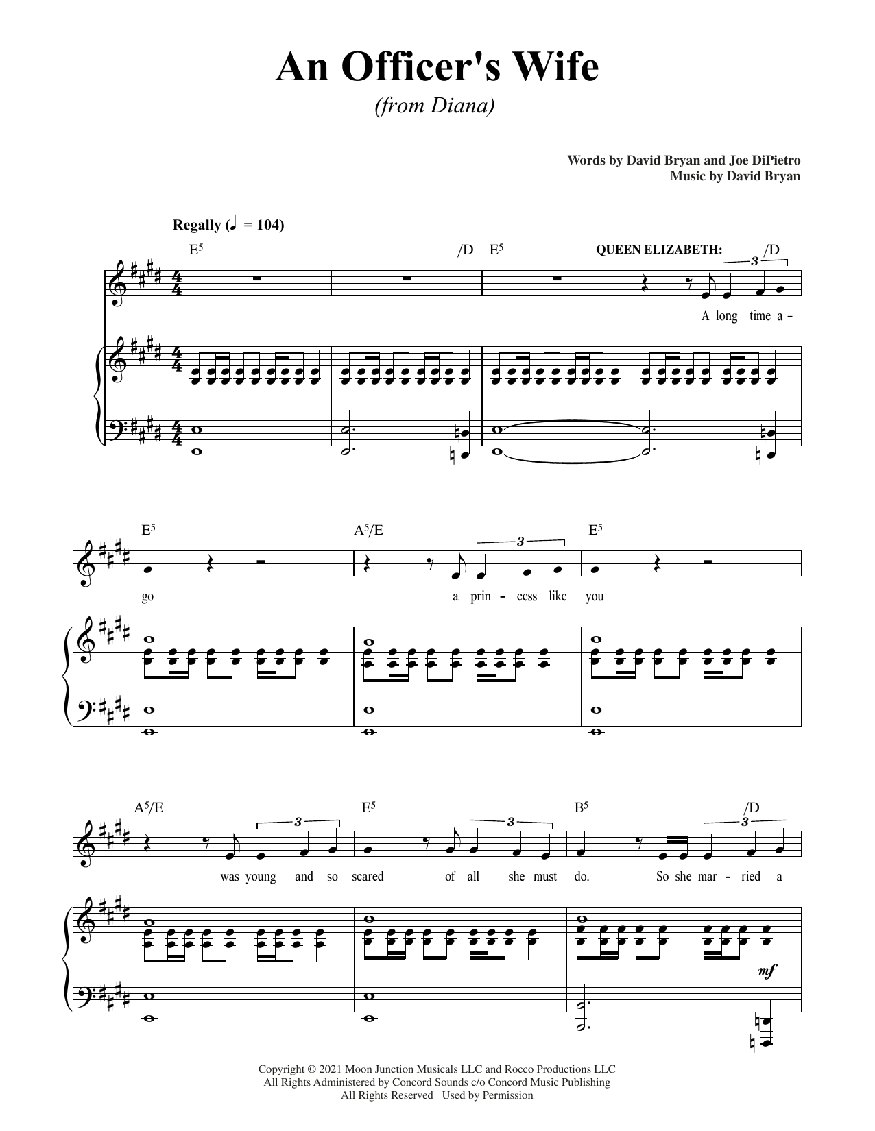 David Bryan & Joe DiPietro An Officer's Wife (from Diana) sheet music notes and chords arranged for Piano & Vocal
