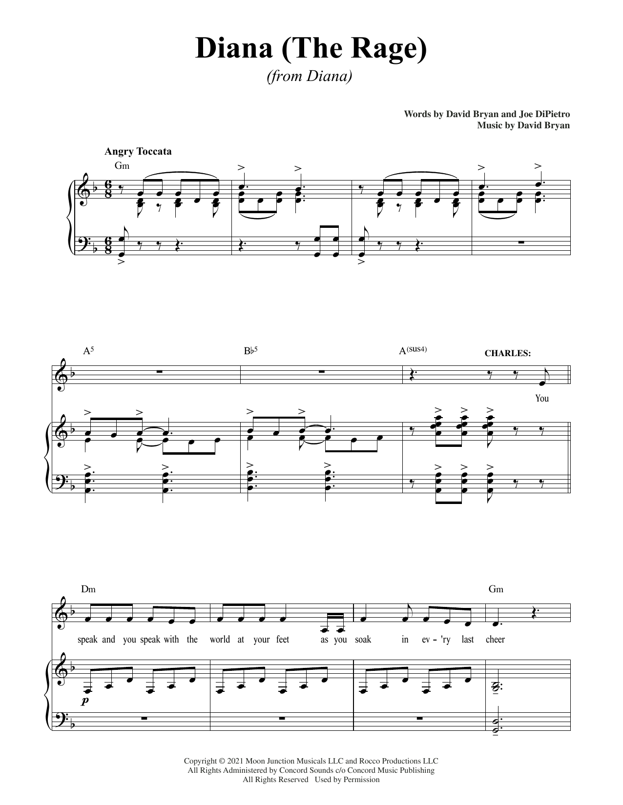 David Bryan & Joe DiPietro Diana (The Rage) (from Diana) sheet music notes and chords arranged for Piano & Vocal