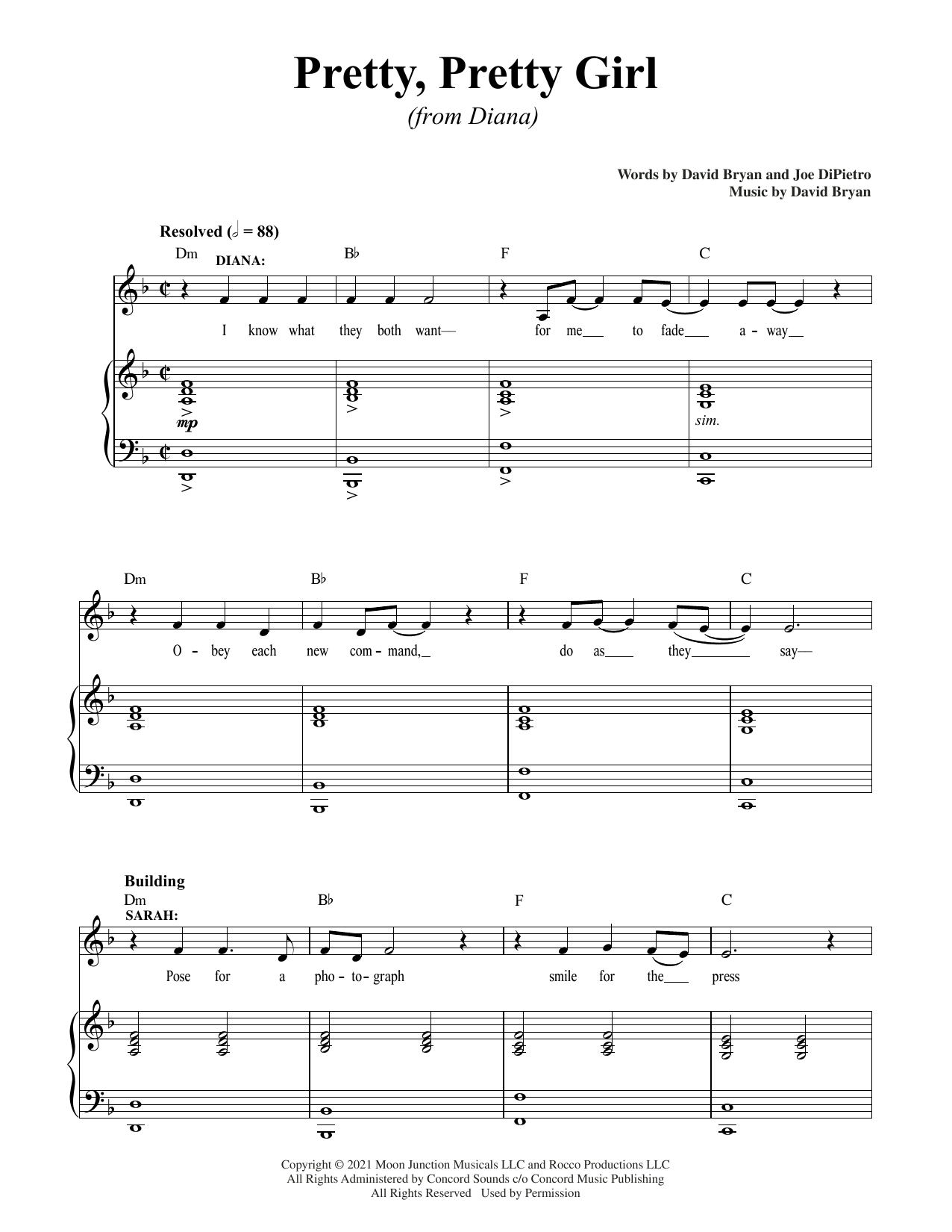 David Bryan & Joe DiPietro Pretty, Pretty Girl (from Diana) sheet music notes and chords arranged for Piano & Vocal