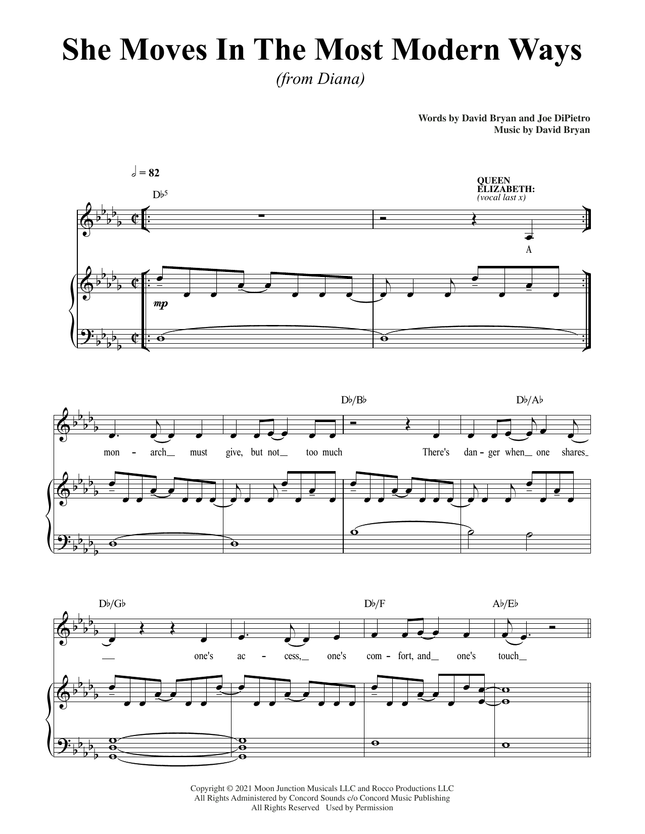 David Bryan & Joe DiPietro She Moves In The Most Modern Ways (from Diana) sheet music notes and chords arranged for Piano & Vocal