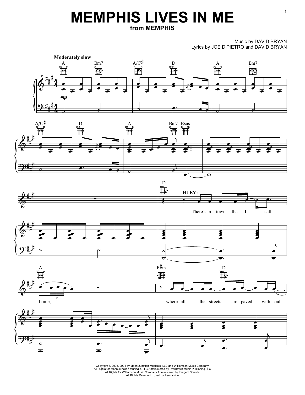 David Bryan and Joe DiPietro Memphis Lives In Me (from Memphis: A New Musical) sheet music notes and chords arranged for Vocal Pro + Piano/Guitar