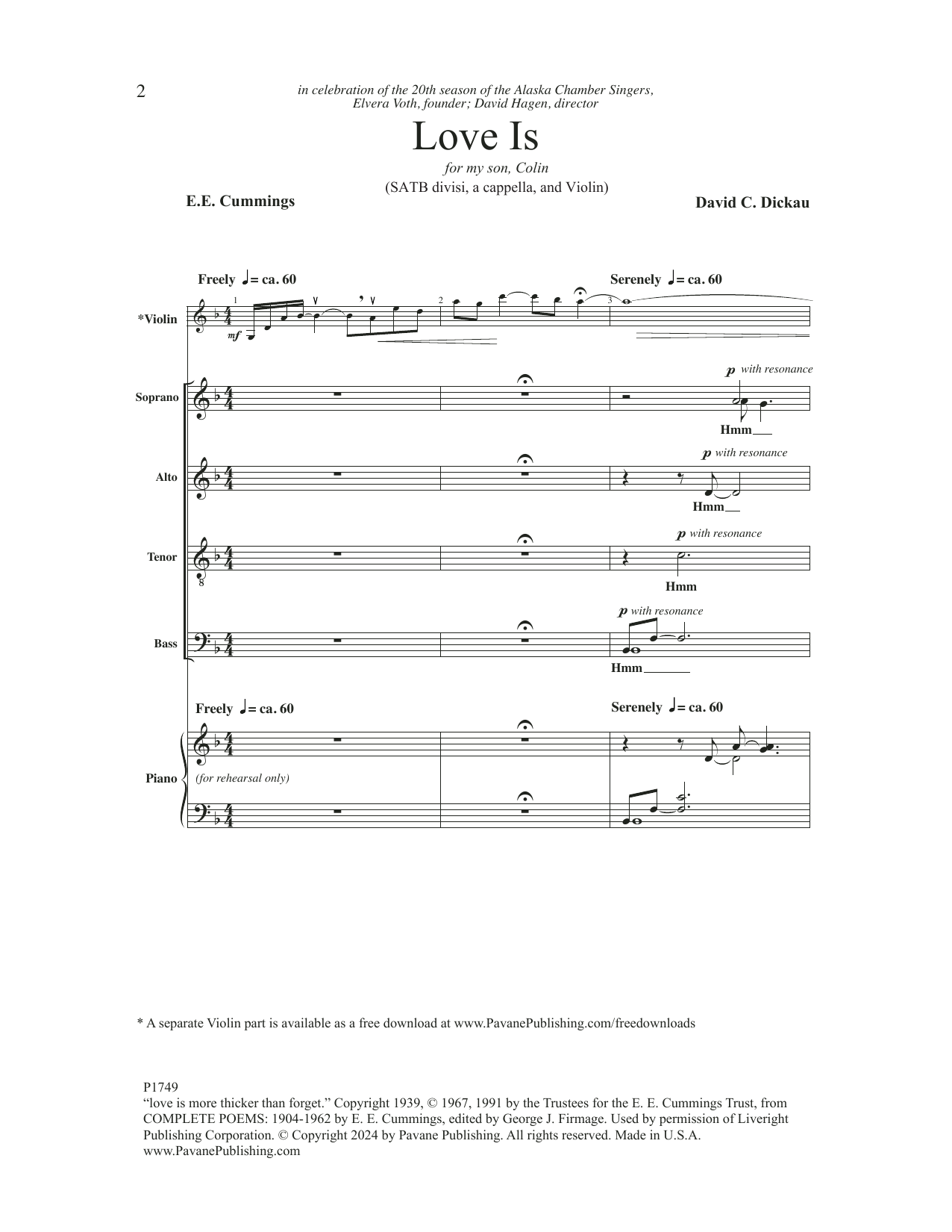 David C. Dickau Love Is sheet music notes and chords arranged for SATB Choir
