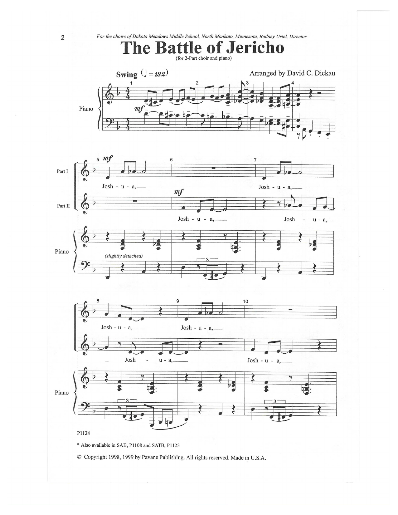 David C. Dickau The Battle of Jericho sheet music notes and chords arranged for Choir