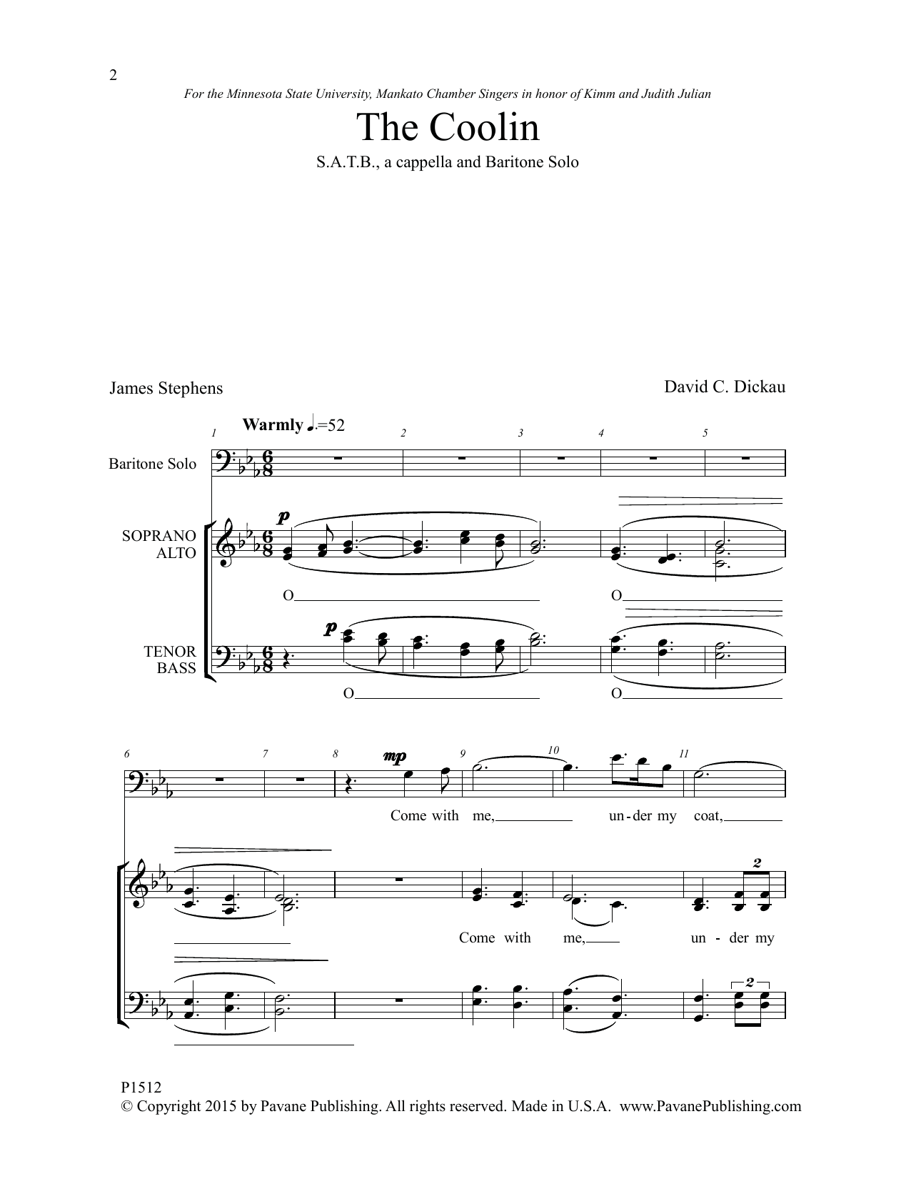 David C. Dickau The Coolin sheet music notes and chords arranged for SATB Choir