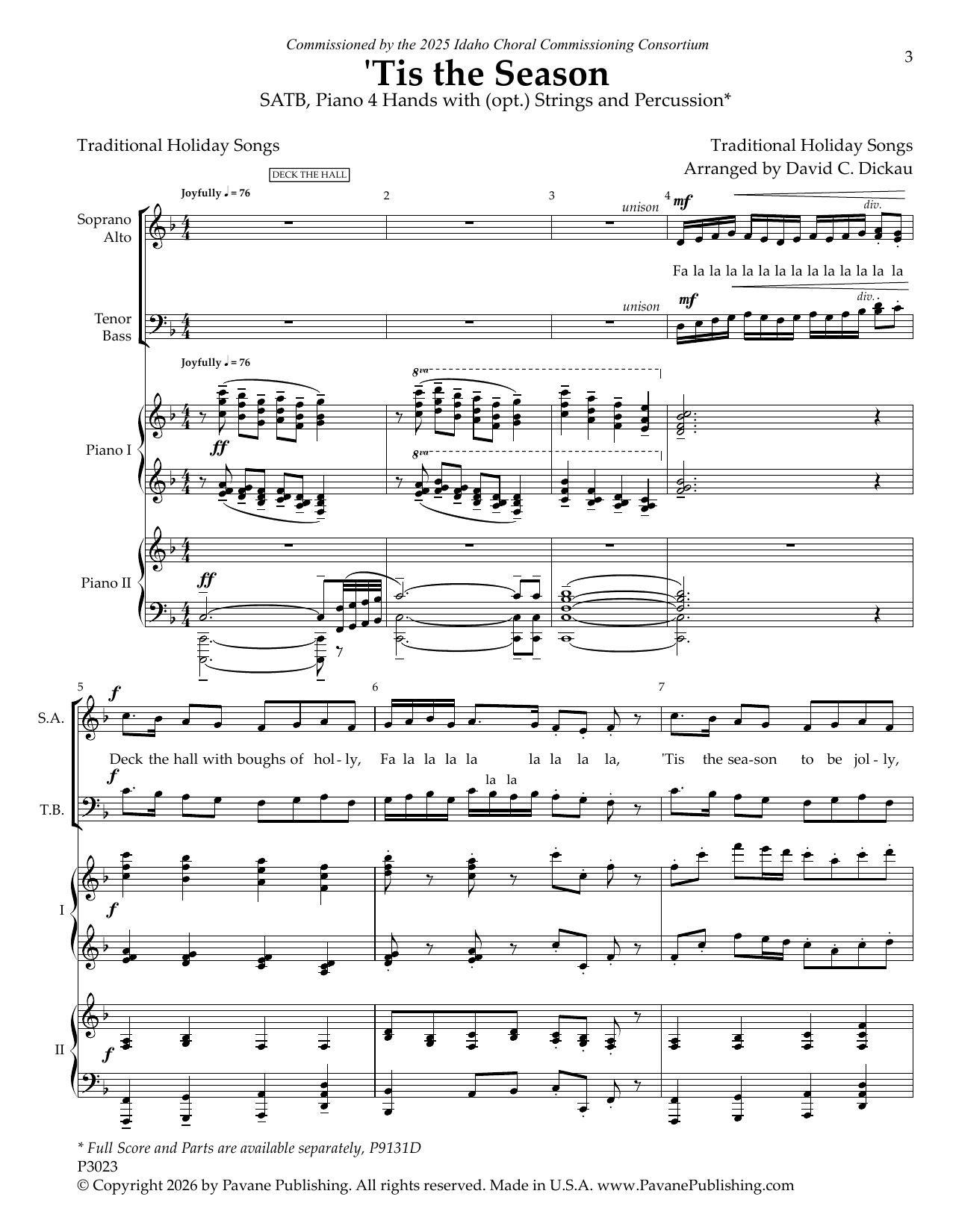 David C. Dickau 'Tis the Season sheet music notes and chords arranged for SATB Choir