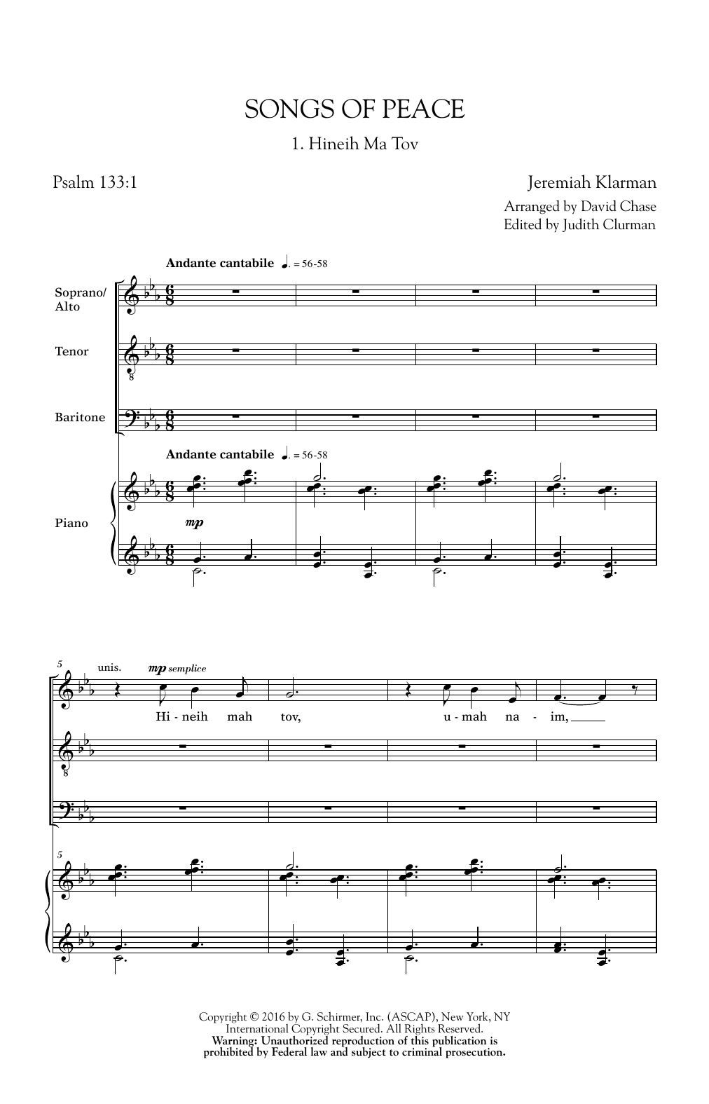 David Chase Songs Of Peace sheet music notes and chords arranged for SATB Choir