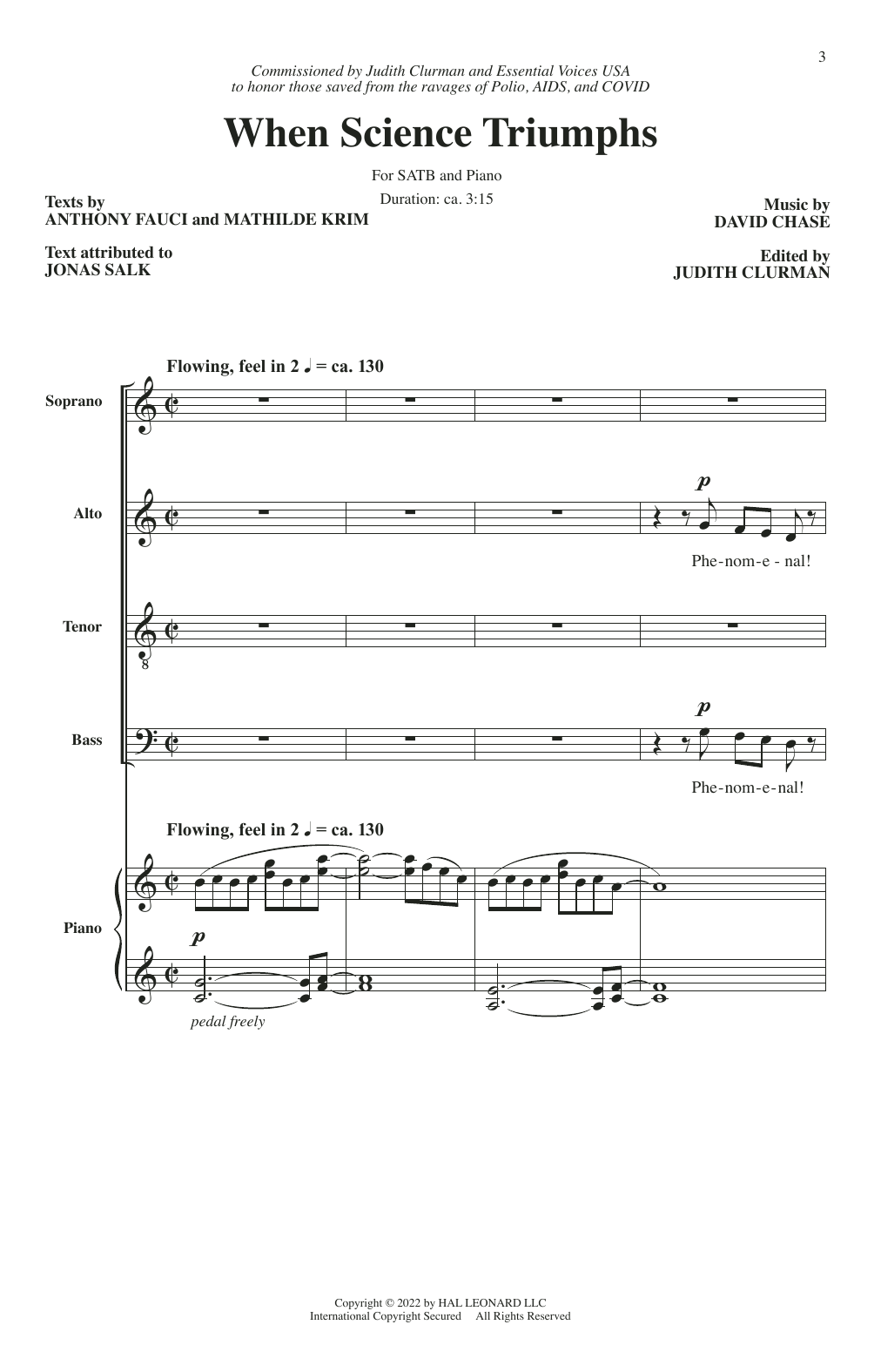 David Chase When Science Triumphs sheet music notes and chords arranged for SATB Choir