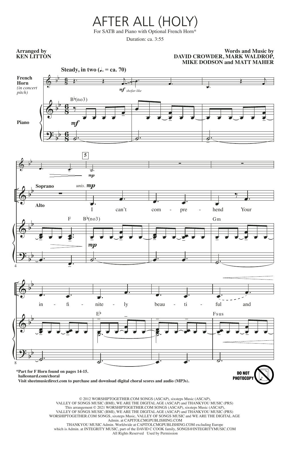 David Crowder After All (Holy) (arr. Ken Litton) sheet music notes and chords arranged for SATB Choir