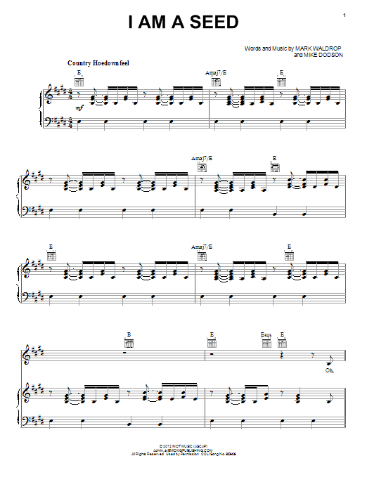 David Crowder Band I Am A Seed sheet music notes and chords arranged for Piano, Vocal & Guitar Chords (Right-Hand Melody)