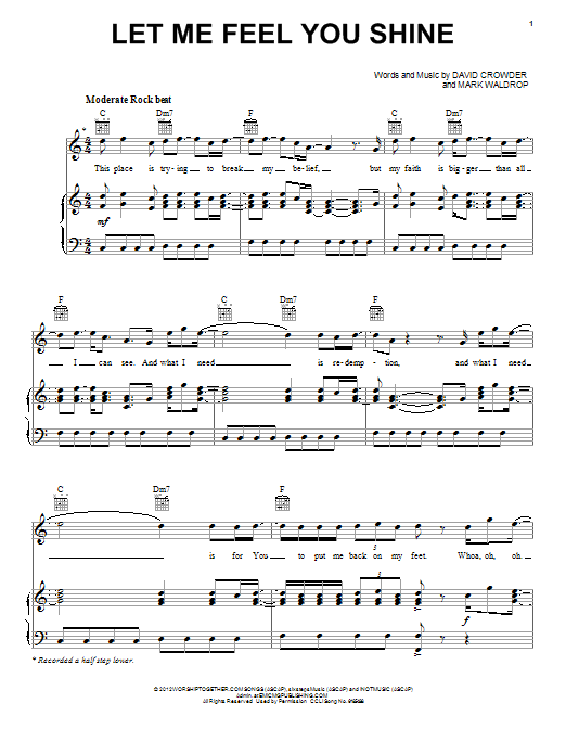 David Crowder Band Let Me Feel You Shine sheet music notes and chords arranged for Piano, Vocal & Guitar Chords (Right-Hand Melody)