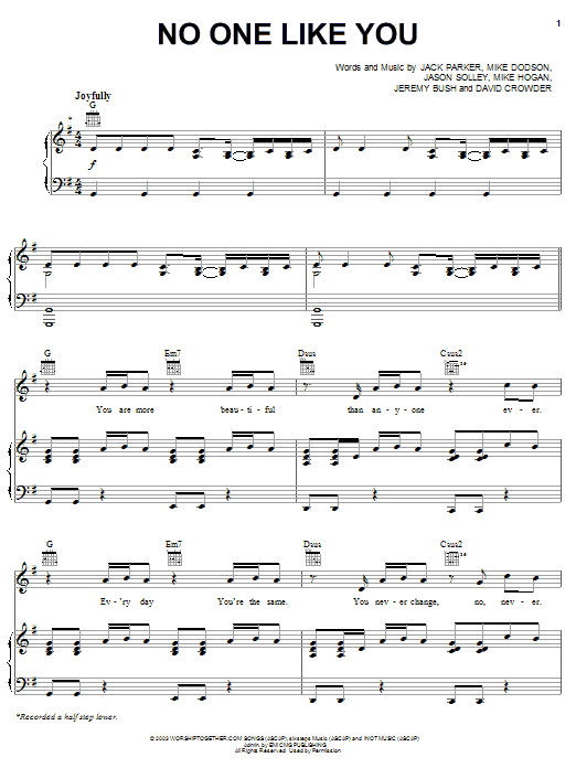 David Crowder Band No One Like You sheet music notes and chords arranged for Easy Guitar
