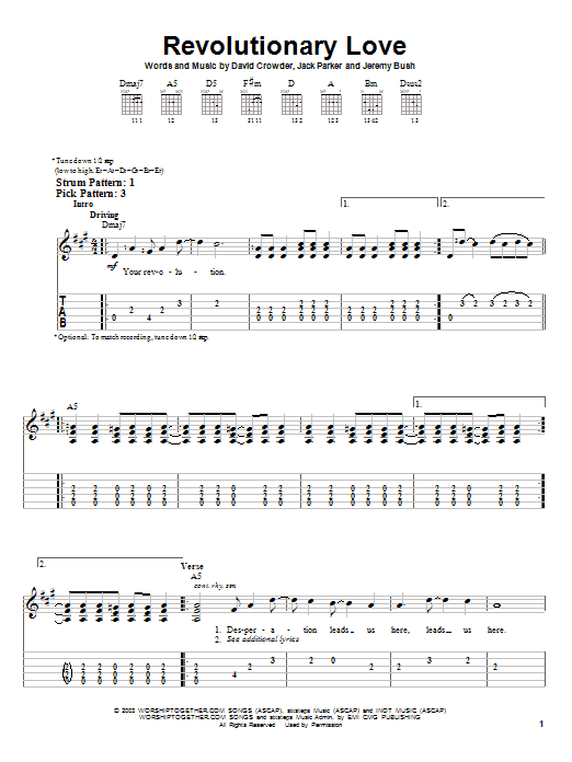 David Crowder Band Revolutionary Love sheet music notes and chords arranged for Piano, Vocal & Guitar Chords (Right-Hand Melody)