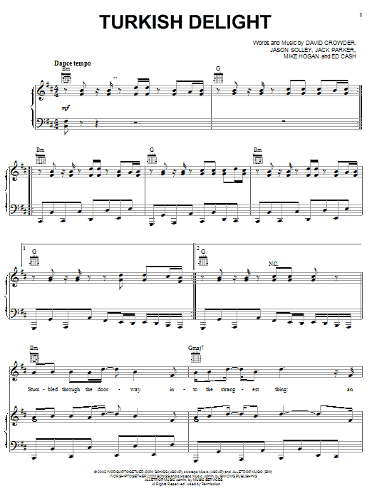 David Crowder Band Turkish Delight sheet music notes and chords arranged for Piano, Vocal & Guitar Chords (Right-Hand Melody)