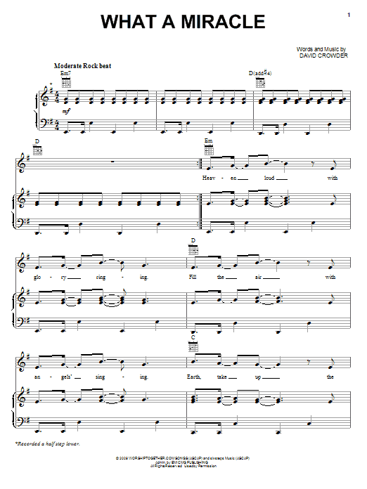 David Crowder Band What A Miracle sheet music notes and chords arranged for Piano, Vocal & Guitar Chords (Right-Hand Melody)