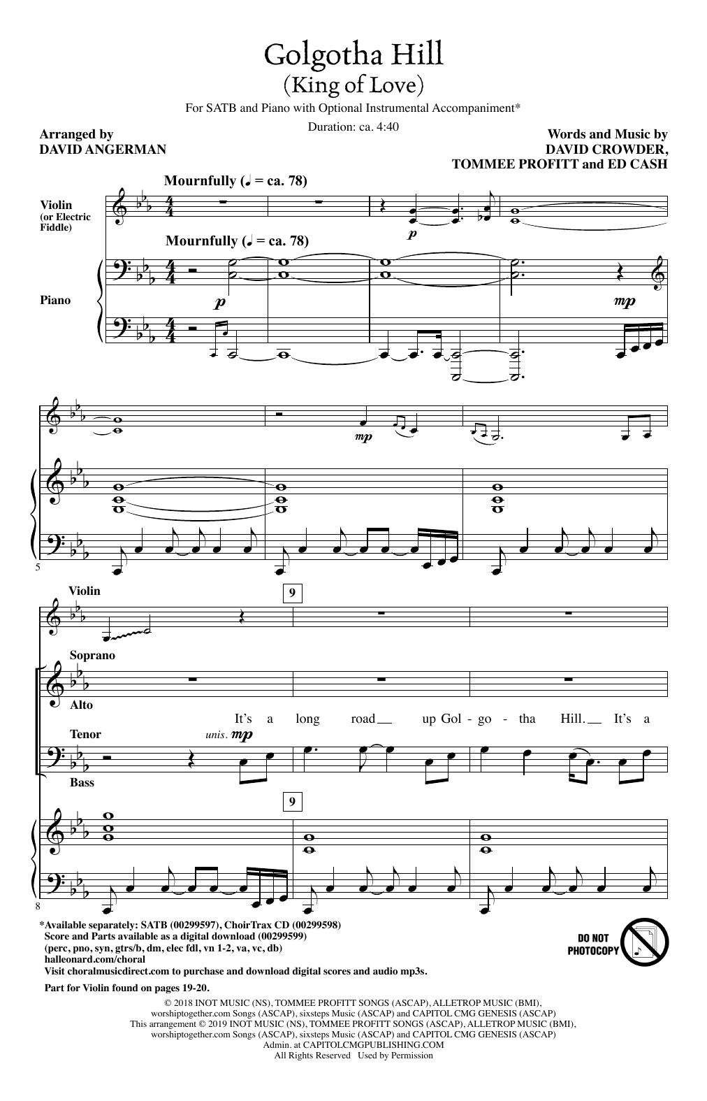 David Crowder Golgotha Hill (King Of Love) (arr. David Angerman) sheet music notes and chords arranged for SATB Choir