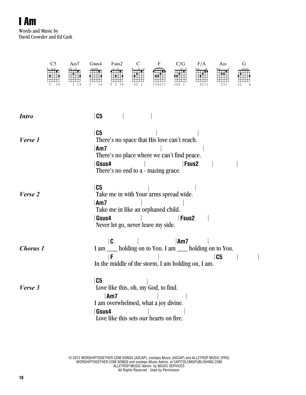 David Crowder I Am sheet music notes and chords arranged for Guitar Chords/Lyrics