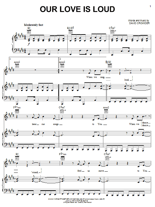 David Crowder Our Love Is Loud sheet music notes and chords arranged for Lead Sheet / Fake Book