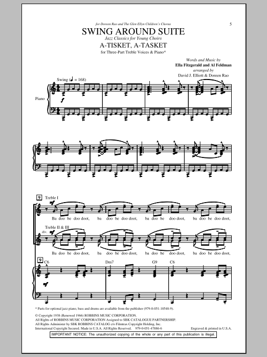 David Elliott Swing Around Suite sheet music notes and chords arranged for 3-Part Treble Choir