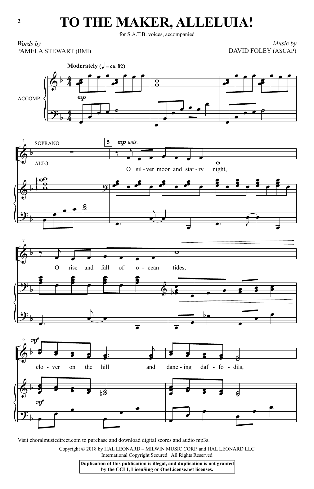 David Foley To The Maker, Alleluia! sheet music notes and chords arranged for SATB Choir