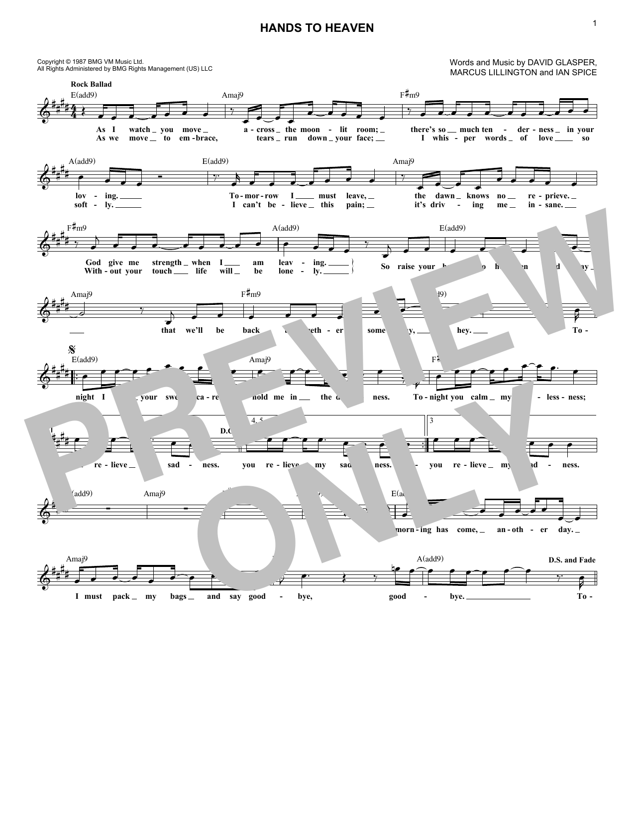 David Glasper Hands To Heaven sheet music notes and chords arranged for Lead Sheet / Fake Book
