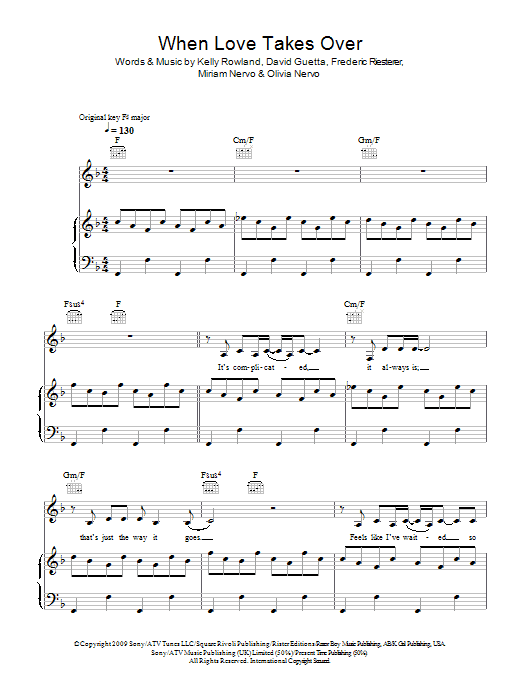 David Guetta featuring Kelly Rowland When Love Takes Over sheet music notes and chords arranged for Piano, Vocal & Guitar Chords