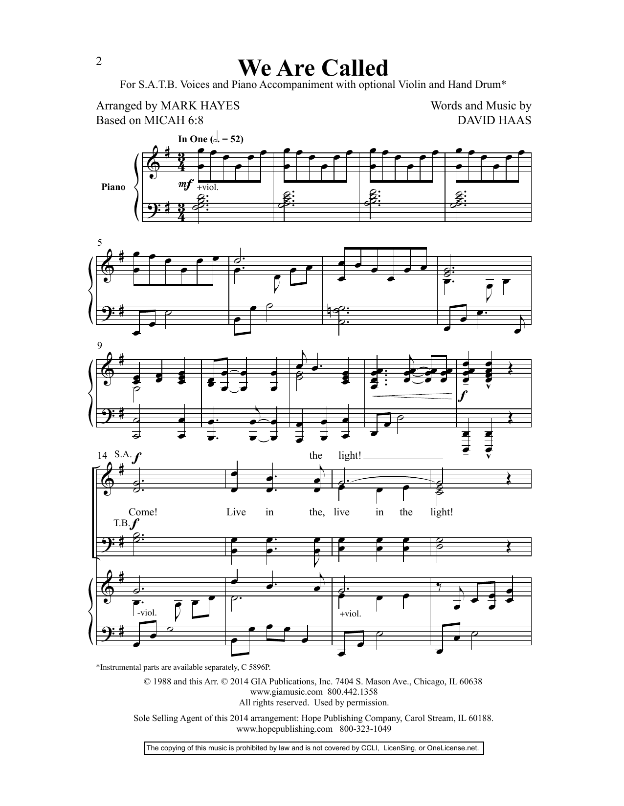 David Haas We Are Called sheet music notes and chords arranged for Piano, Vocal & Guitar Chords (Right-Hand Melody)