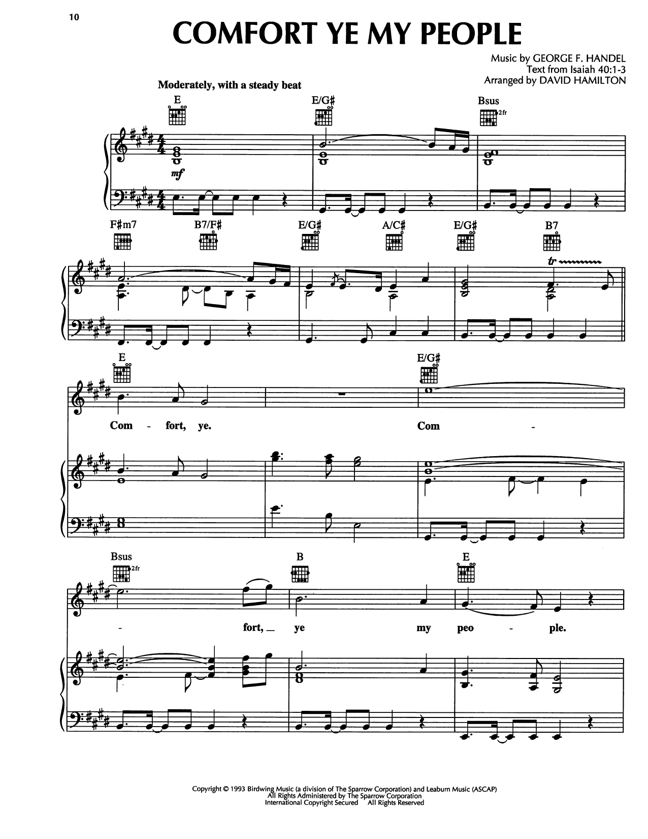 David Hamilton Comfort Ye My People sheet music notes and chords arranged for Piano, Vocal & Guitar Chords (Right-Hand Melody)