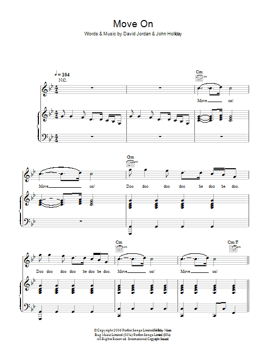 David Jordan Move On sheet music notes and chords arranged for Piano, Vocal & Guitar Chords