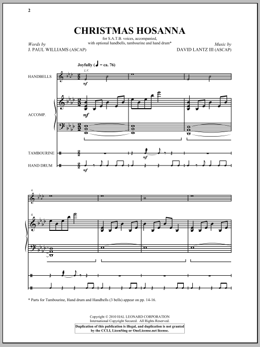 David Lantz III Christmas Hosanna sheet music notes and chords arranged for SATB Choir
