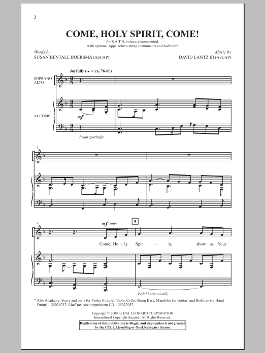 David Lantz III Come, Holy Spirit, Come! sheet music notes and chords arranged for SATB Choir