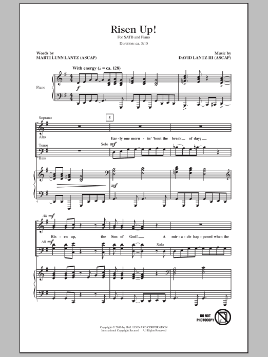 David Lantz III Risen Up! sheet music notes and chords arranged for SATB Choir