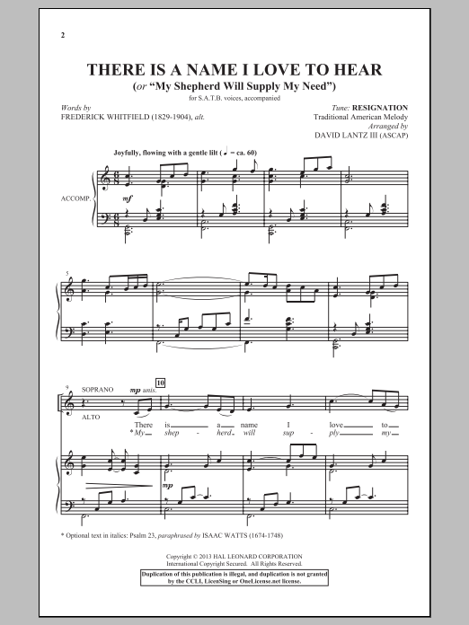 David Lantz III There Is A Name I Love To Hear sheet music notes and chords arranged for SATB Choir
