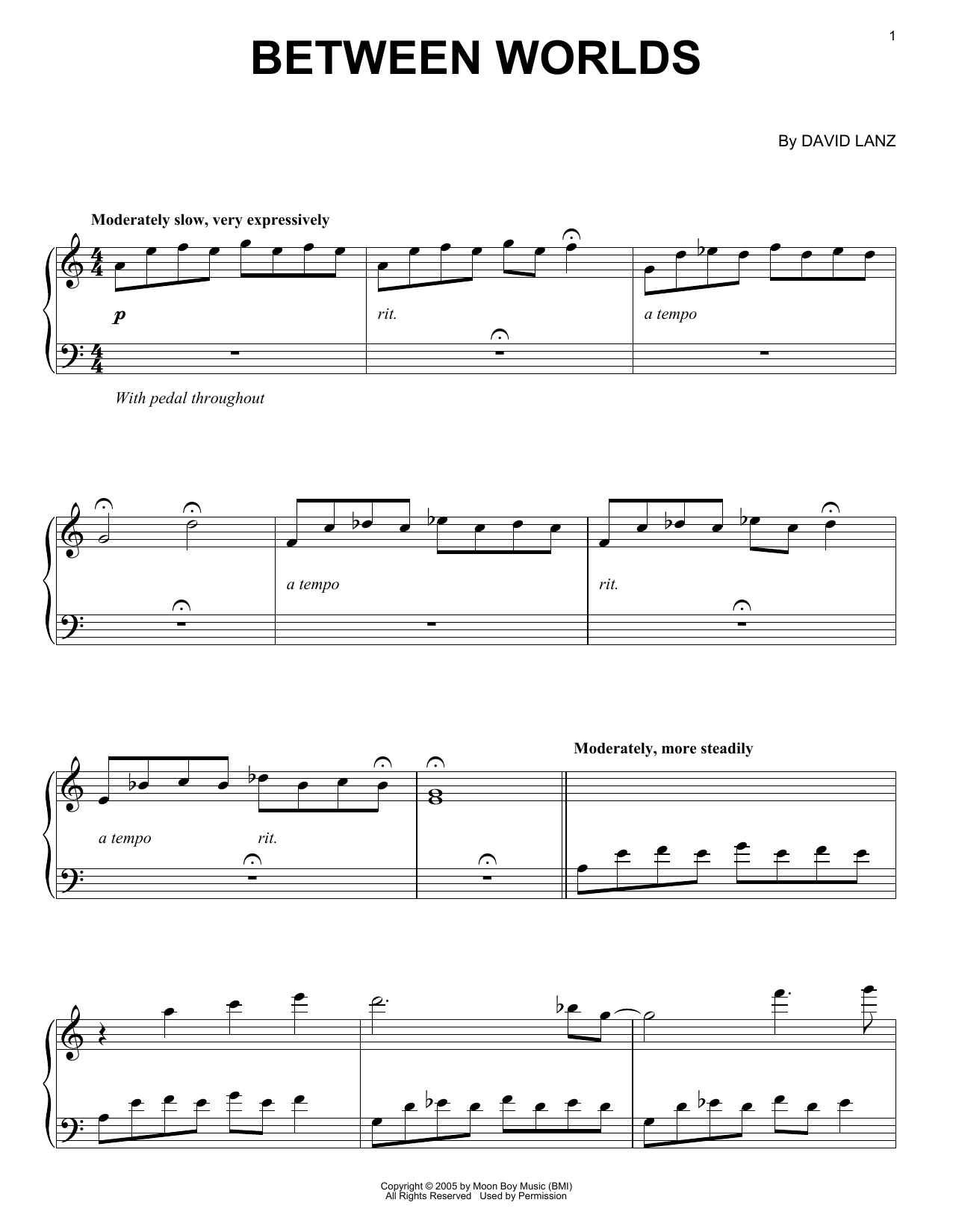 David Lanz & Gary Stroutsos Between Worlds sheet music notes and chords arranged for Piano Solo