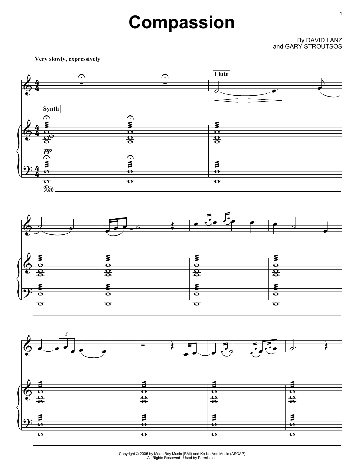 David Lanz & Gary Stroutsos Compassion sheet music notes and chords arranged for Piano Solo