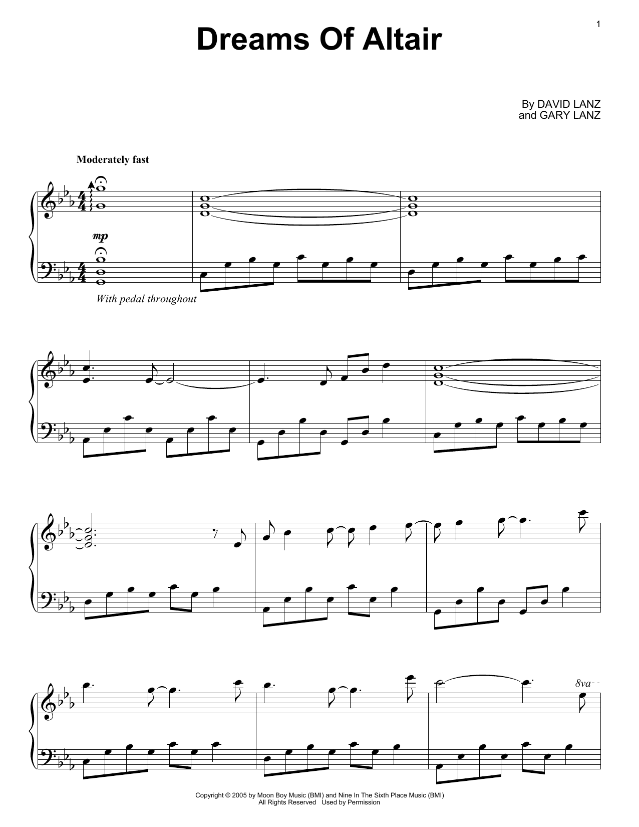 David Lanz & Gary Stroutsos Dreams Of Altair sheet music notes and chords arranged for Piano Solo