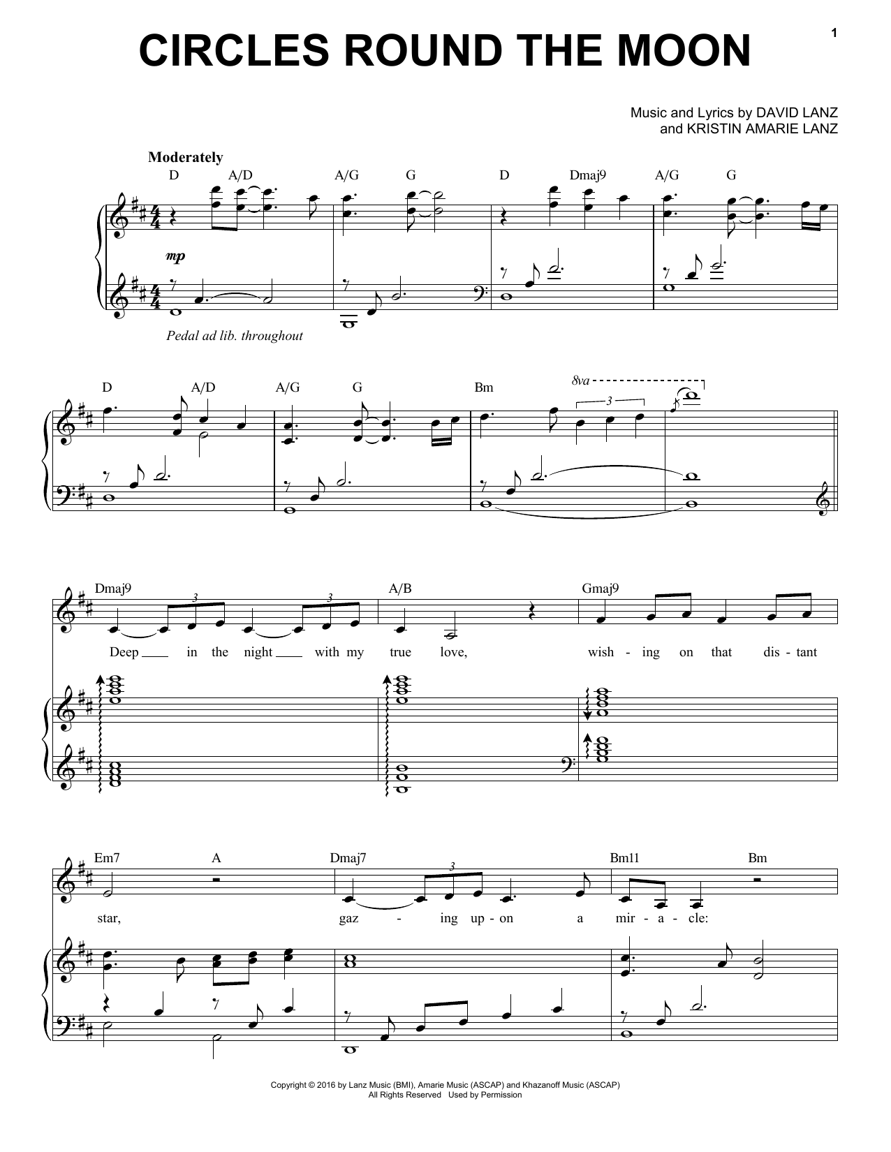 David Lanz & Kristin Amarie Circles Round the Moon sheet music notes and chords arranged for Piano Solo