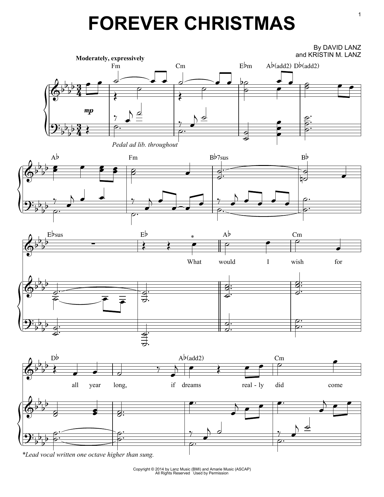 David Lanz & Kristin Amarie Forever Christmas sheet music notes and chords arranged for Piano Solo