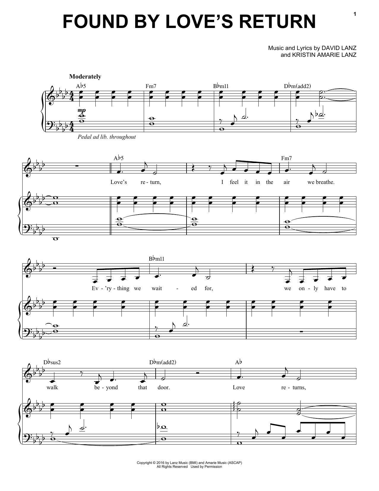 David Lanz & Kristin Amarie Found by Love's Return sheet music notes and chords arranged for Piano Solo
