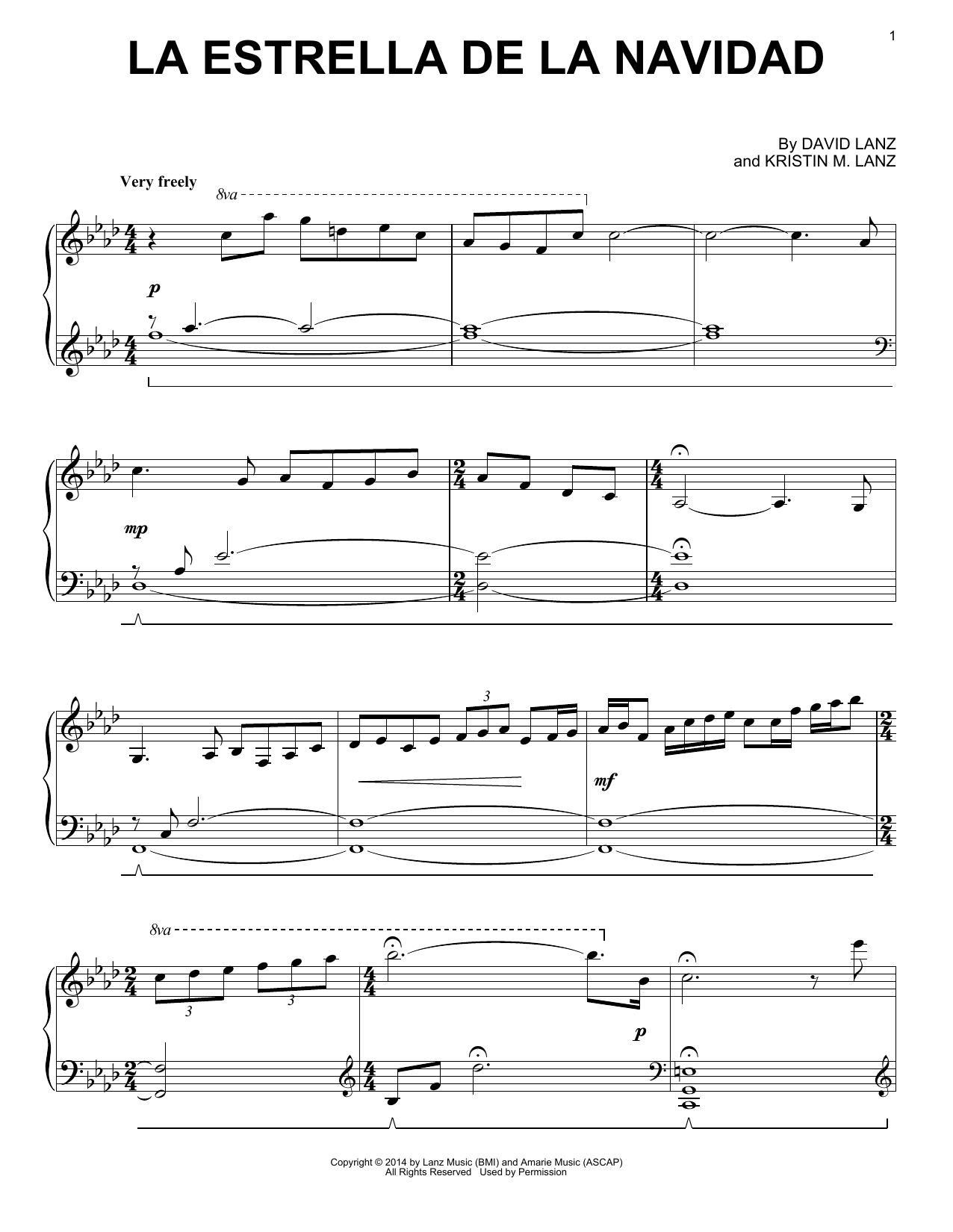 David Lanz & Kristin Amarie La Estrella De La Navidad sheet music notes and chords arranged for Piano Solo